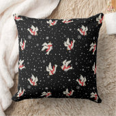 雪と鳥のクリスマスパターン クッション (ブランケット)