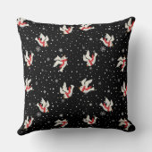 雪と鳥のクリスマスパターン クッション (裏面)