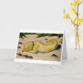 雪にあっている犬-フランツ・マルク カード (黄色い花)