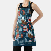 雪にかわいい動物名ブルーキッチン エプロン (インサイチュ)