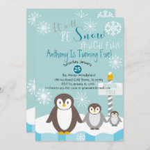 雪になる多くのおもしろい誕生日招待状