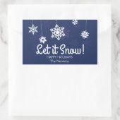 雪にまかせ、白い雪片 長方形シール (バッグ)