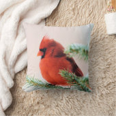 雪によって塵を払われるもみの(鳥)ショウジョウコウカンチョウ クッション (ブランケット)