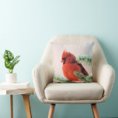 雪によって塵を払われるもみの(鳥)ショウジョウコウカンチョウ クッション (椅子)