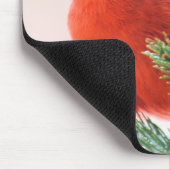 雪によって塵を払われるもみの（鳥）ショウジョウコウカンチョウ マウスパッド (コーナー)