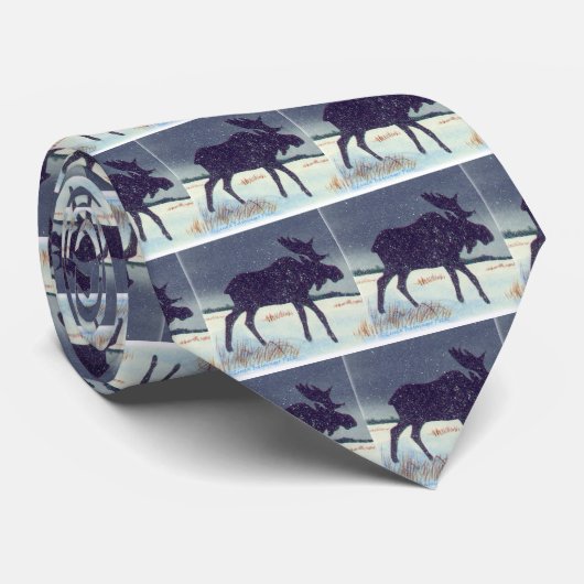 雪によって塵を払われる冬のアメリカヘラジカ ネクタイ (ロール)