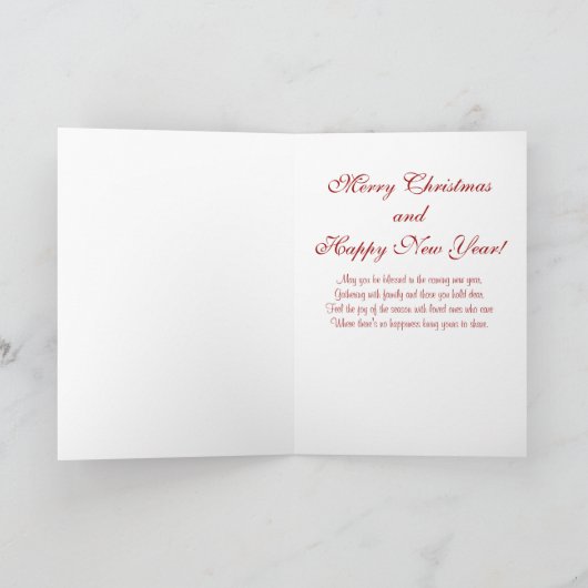 雪によって満たされる分野の冬の景色のメリークリスマス シーズンカード (内部)