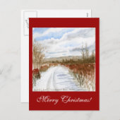 雪によって満たされる分野の冬の景色 シーズンポストカード (正面/裏面)