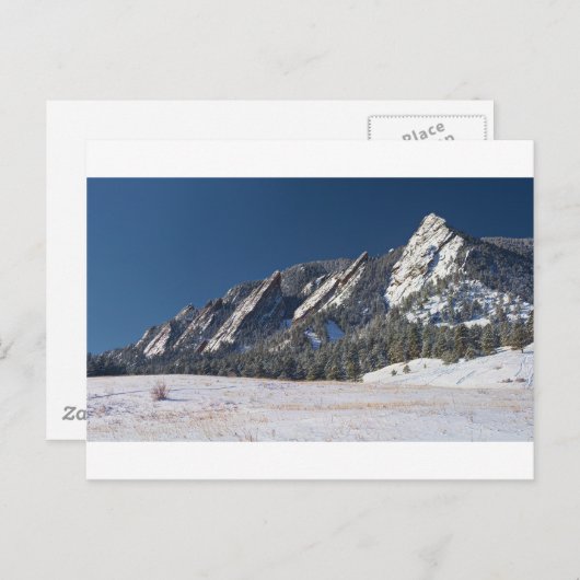 雪によってFlatironsの大きい石のコロラド州の塵を払われるパノラマ ポストカード (正面/裏面)
