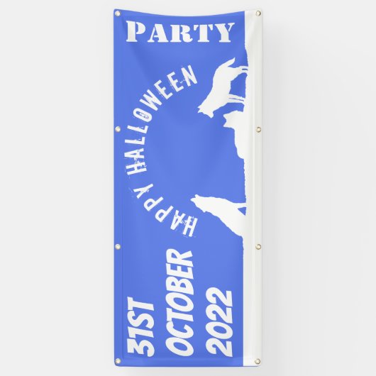 雪にオオカミ、ハッピーハローウィン旗 横断幕 (縦)