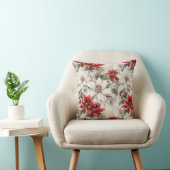 雪にキスされたエレガンス:白と赤のポインセチア クッション (椅子)