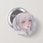 雪にキスされた天使のソフトな美意識アニメ少女のメガネ 缶バッジ (正面&裏面)
