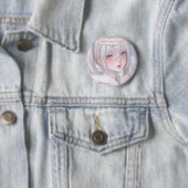 雪にキスされた天使のソフトな美意識アニメ少女のメガネ 缶バッジ (インサイチュ)