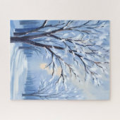 雪にキスされた森 | 冬の水彩画 ジグソーパズル (横)