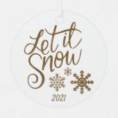 雪にクリスマスの飾りを付ける メタルオーナメント (正面)