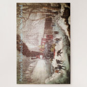 雪にバインドされた列車大パズル ジグソーパズル (縦)