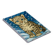 雪にユキヒョウの子、ステンドグラスの芸術 ノートブック (右側)
