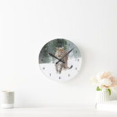 雪にユキヒョウ ラウンド壁時計 (ホーム)