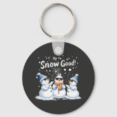 雪に上がる良いおもしろい雪だるまクリスマス キーホルダー (正面)