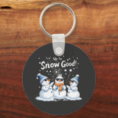 雪に上がる良いおもしろい雪だるまクリスマス キーホルダー (正面)