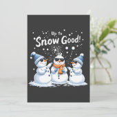 雪に上がる良いおもしろい雪だるまクリスマス サンキューカード (スタンド正面)