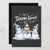 雪に上がる良いおもしろい雪だるまクリスマス サンキューカード (正面/裏面)