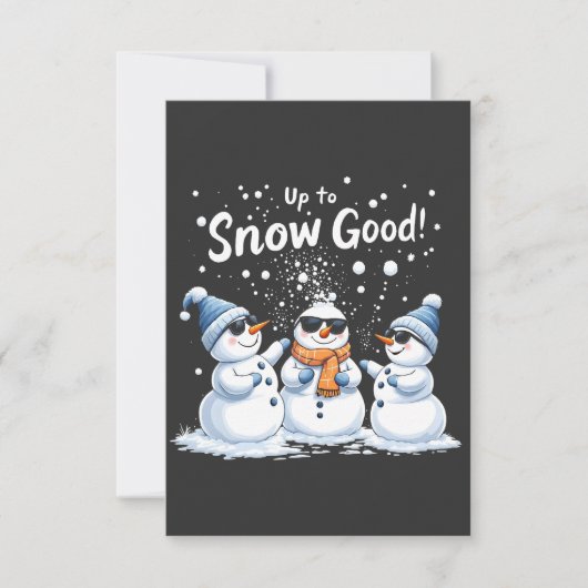 雪に上がる良いおもしろい雪だるまクリスマス サンキューカード (正面)