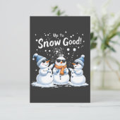 雪に上がる良いおもしろい雪だるまクリスマス サンキューカード (スタンド正面)