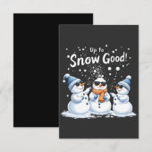 雪に上がる良いおもしろい雪だるまクリスマス サンキューカード (正面/裏面)