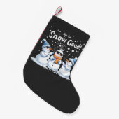 雪に上がる良いおもしろい雪だるまクリスマス スモールクリスマスストッキング (正面 (吊り時))