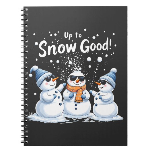 雪に上がる良いおもしろい雪だるまクリスマス ノートブック (正面)