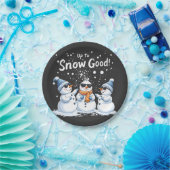 雪に上がる良いおもしろい雪だるまクリスマス ペーパープレート (パーティー)