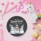 雪に上がる良いおもしろい雪だるまクリスマス ペーパープレート (パーティー)