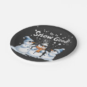 雪に上がる良いおもしろい雪だるまクリスマス ペーパープレート (アングル)