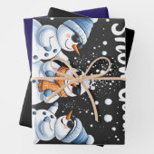 雪に上がる良いおもしろい雪だるまクリスマス ラッピングペーパーシート (インサイチュ)