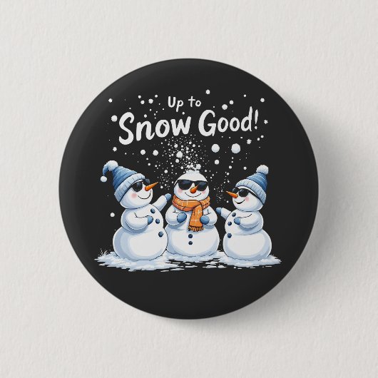 雪に上がる良いおもしろい雪だるまクリスマス 缶バッジ (正面)