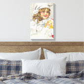 雪に人形をビクトリアン持つヴィンテージクリスマスガール キャンバスプリント (インサイチュ (寝室))