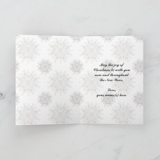 雪に人形をビクトリアン持つヴィンテージクリスマスガール シーズンカード (内部)