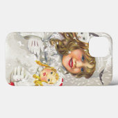 雪に人形をビクトリアン持つヴィンテージクリスマスガール Case-Mate iPhoneケース (裏面 (横))