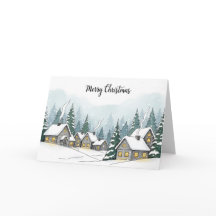 雪に包まれたクリスマスの村の冬の小屋