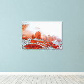 雪に包まれた赤い岩 キャンバスプリント (インサイチュ (ウッドフロア))