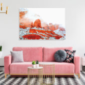 雪に包まれた赤い岩 キャンバスプリント (インサイチュ (リビング))