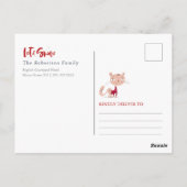 雪に包まれ、冬のセーターが可愛い猫 ポストカード (裏面)