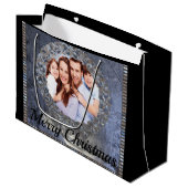 雪に囲まれた写真クリスマス ラージペーパーバッグ (正面アングル)