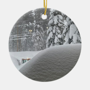 雪に囲まれた セラミックオーナメント