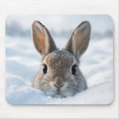 雪に埋もれたウサギ マウスパッド (正面)