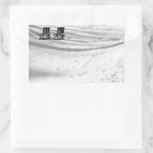 雪に埋もれた2つの椅子 長方形シール (バッグ)