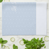 雪に小さな冬の木の氷の青い水玉模様 キッチンタオル (折り畳み)