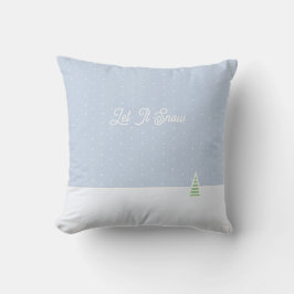 雪に小さな冬の木の氷の青い水玉模様 クッション