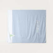 雪に小さな冬の木の氷の青い水玉模様 タペストリー (正面(横))